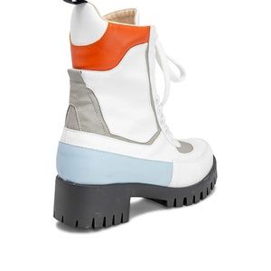 Chase + Chloe Shoes - Women's Lace Up Multi-color Ankle Combat Boots Chase + Chloe Shoes - Women's Lace Up Multi-color Ankle Combat Boots
